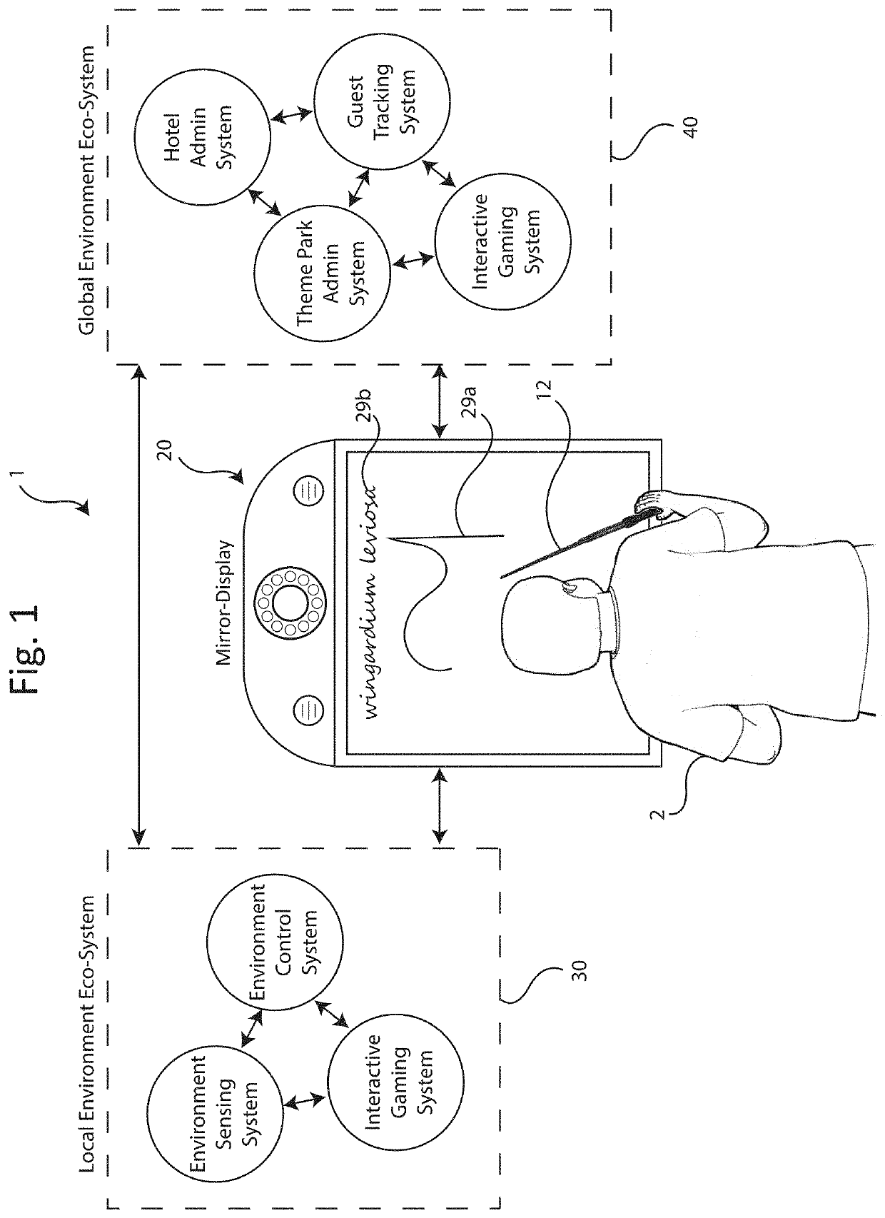 Interactive object tracking mirror-display and entertainment system