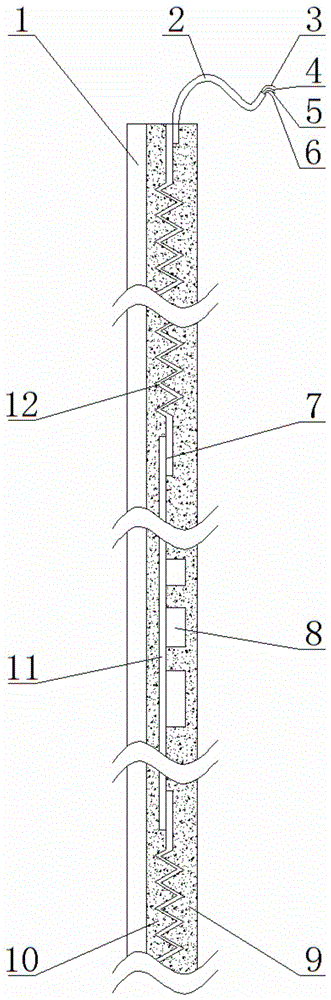 Vertical distribution sensor assembly for horizontal displacement of landslide and application method