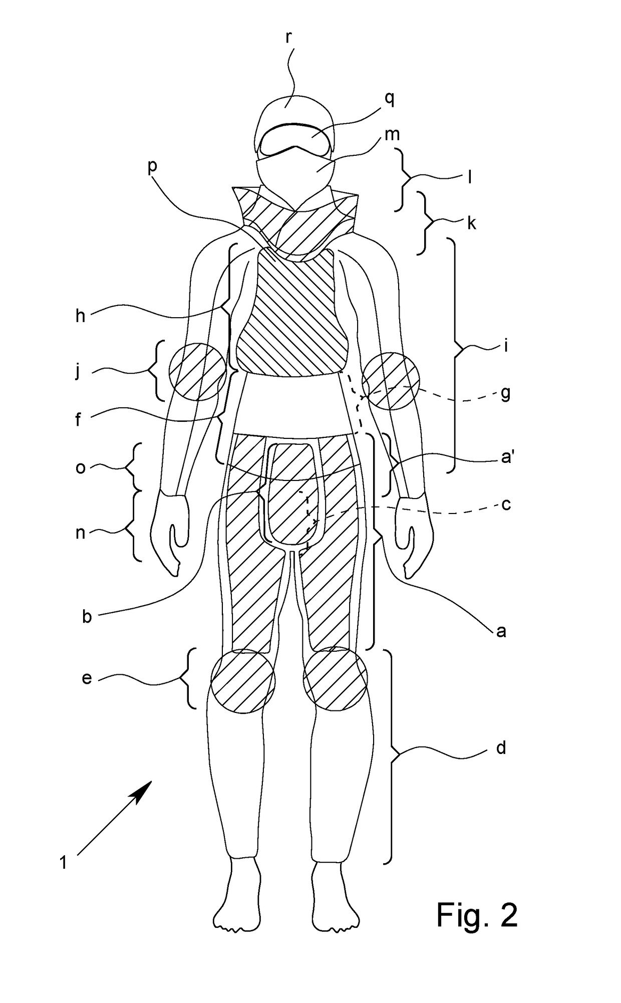 Protective clothing unit having preferably textile fragment protection equipment