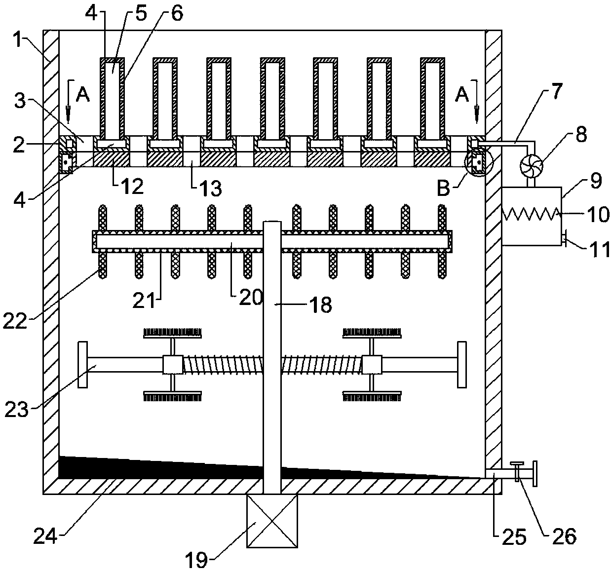 Garlic bulb treating equipment with earth drying function