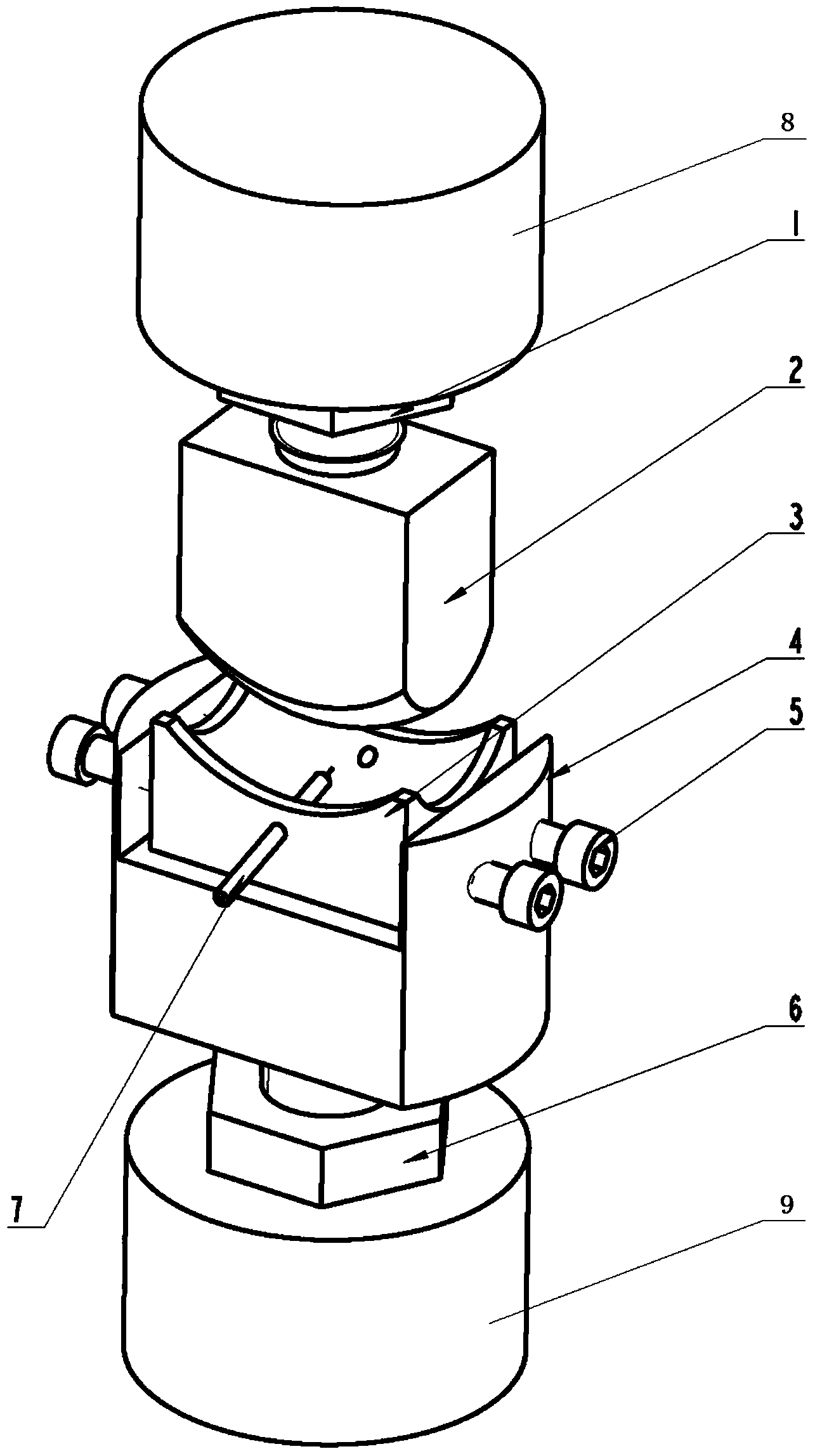 Device for performing double curvature sheet bending and forming by utilizing electronic universal testing machine