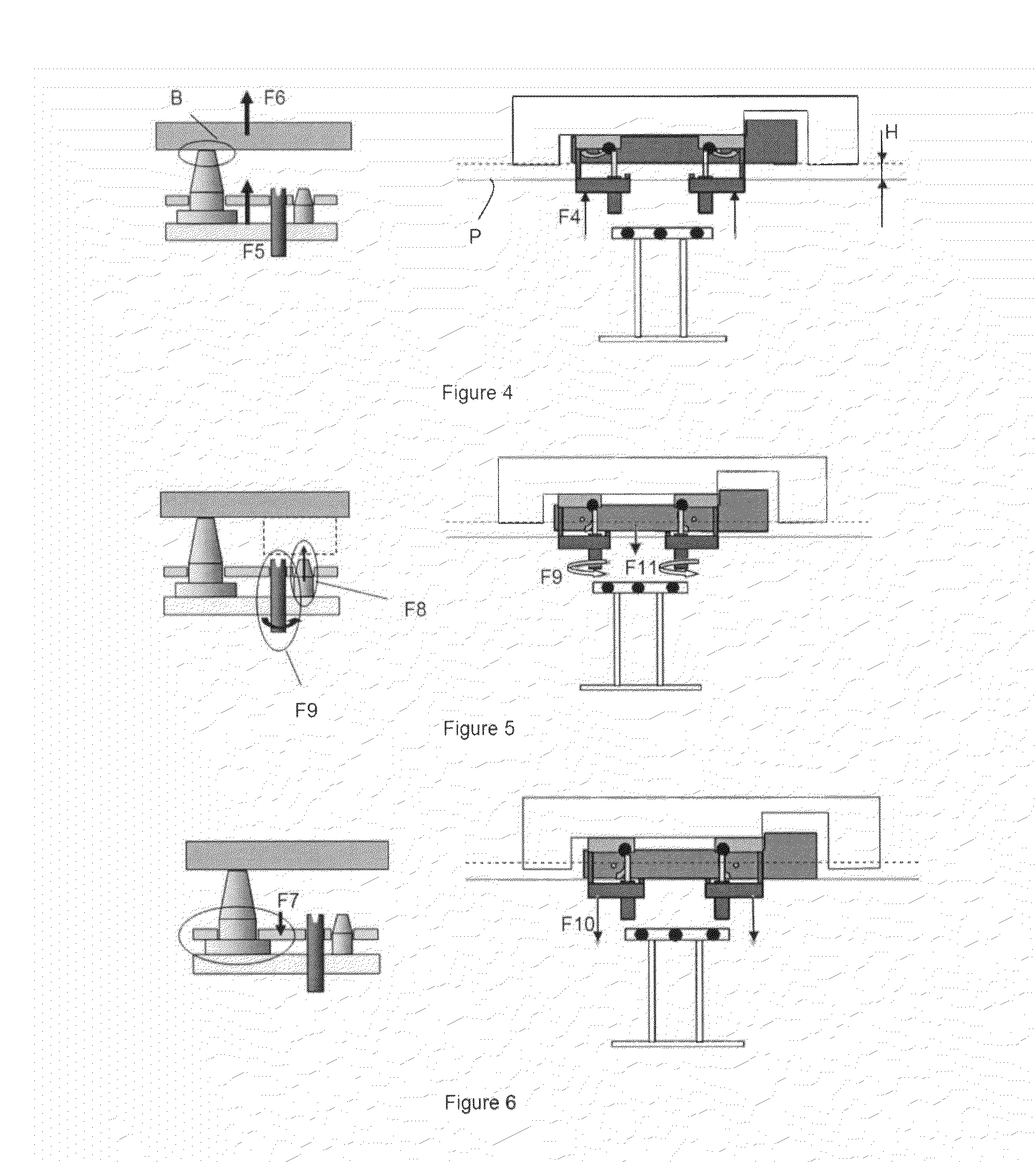 System for locking/unlocking an object on a structure having bearing and aligning elements built into the tools