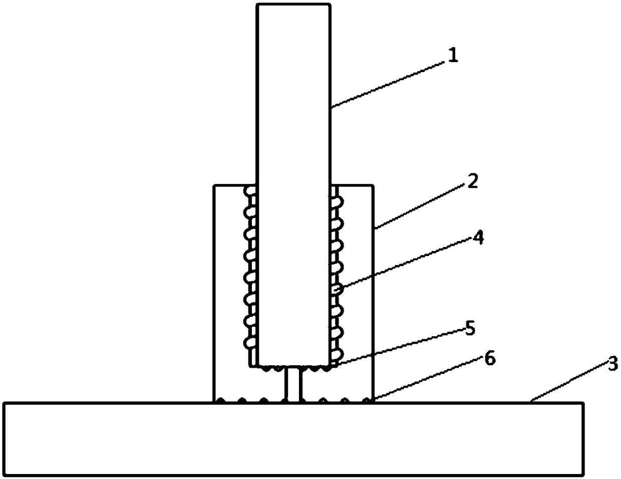 Flowing friction additional material manufacturing device and additional material manufacturing method