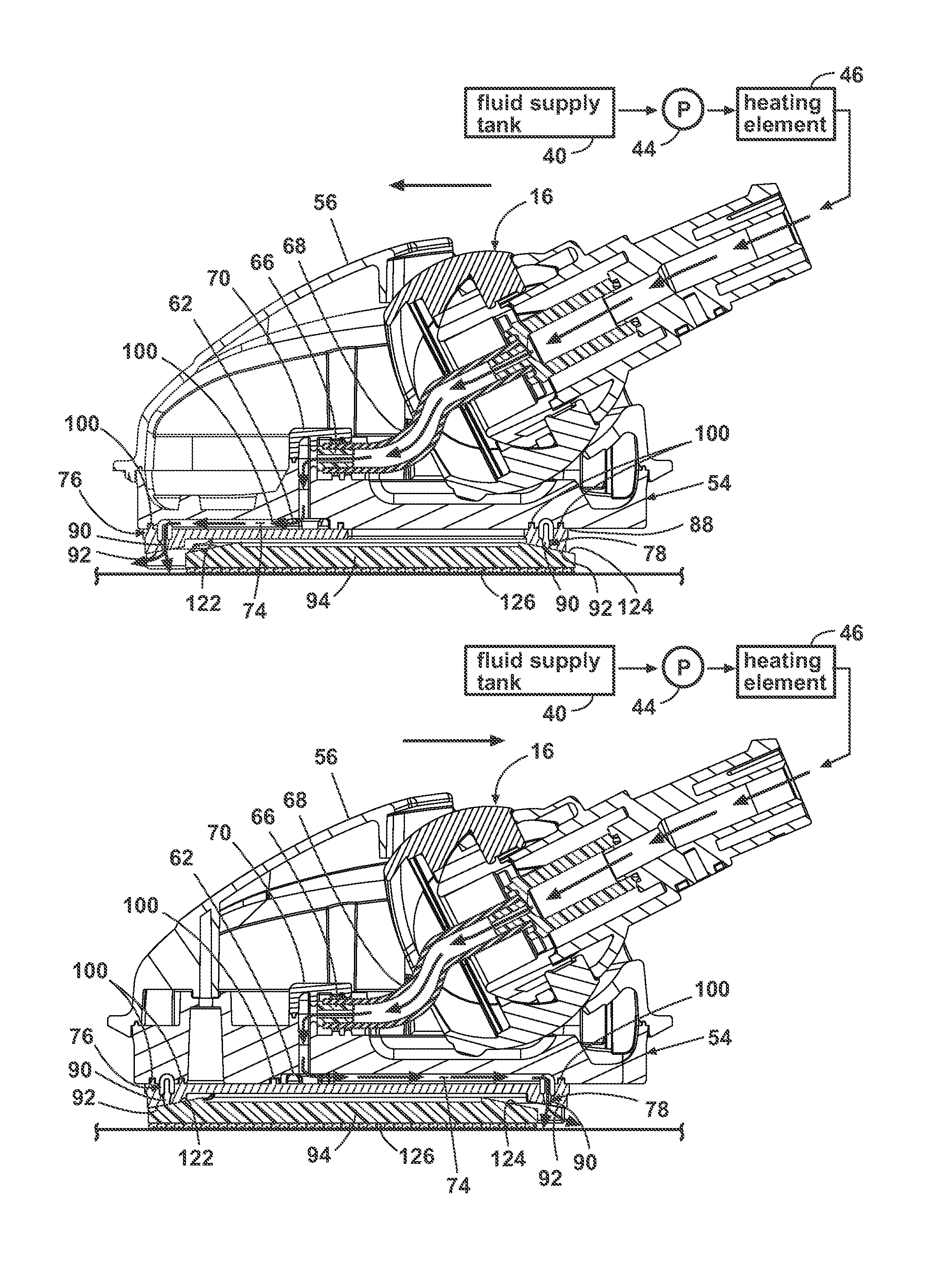 Steam mop with shuttling steam distributor