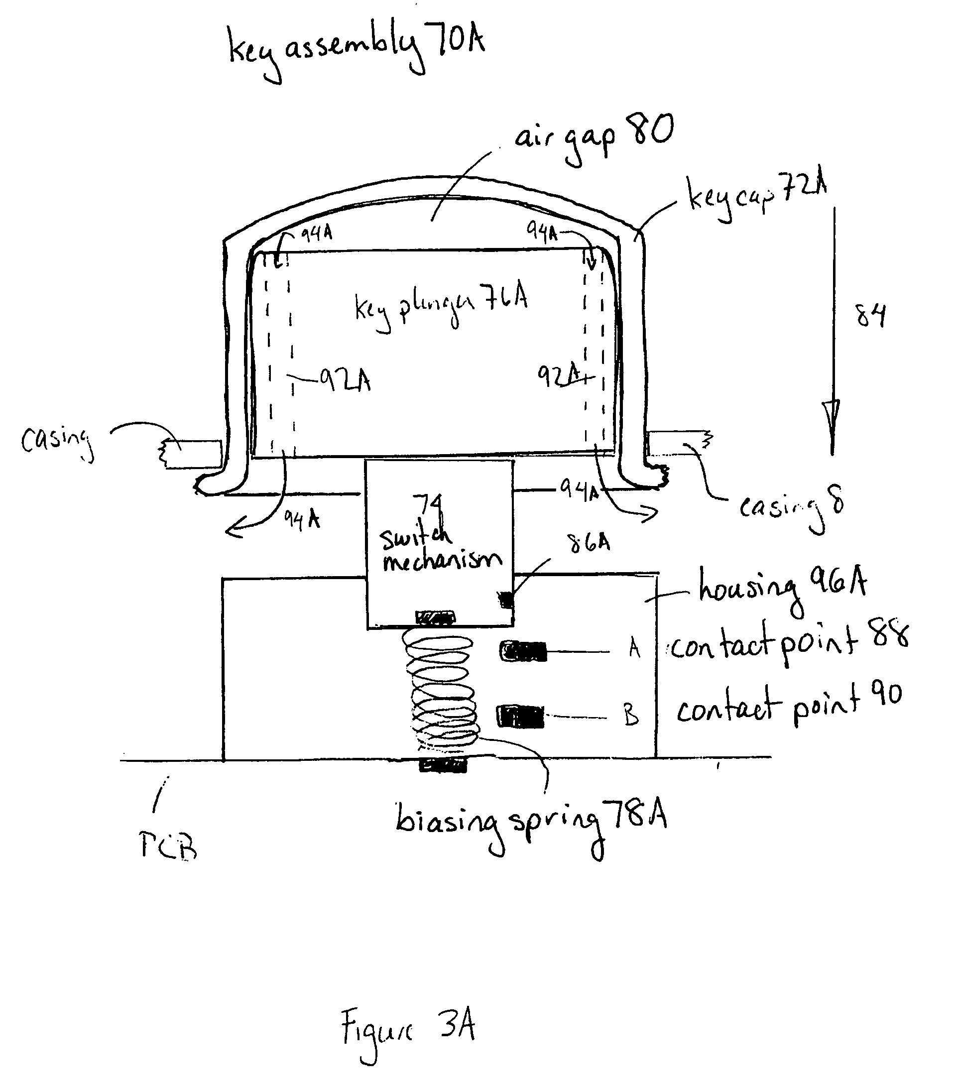 Key system for a communication device