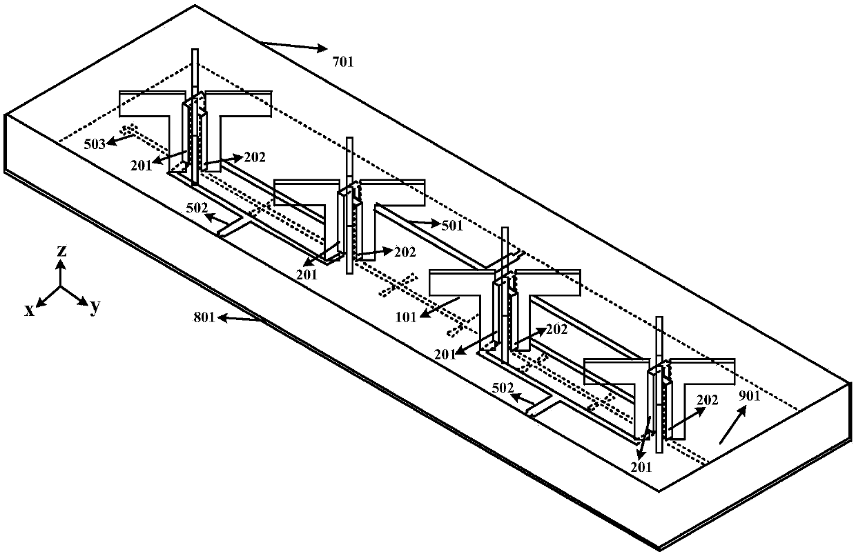 5G base station oriented antenna array based on integrated design of antenna array and power-dividing feeding network and design method thereof