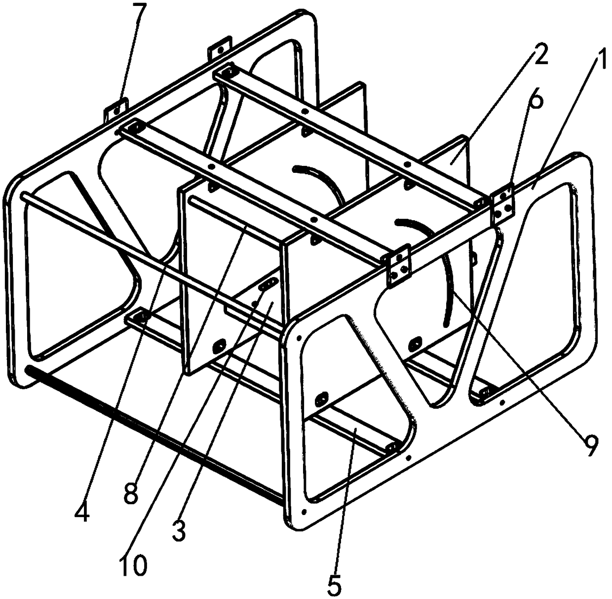 Frame device for mounting fixed sonar on observation-level remote operational vehicle (ROV)