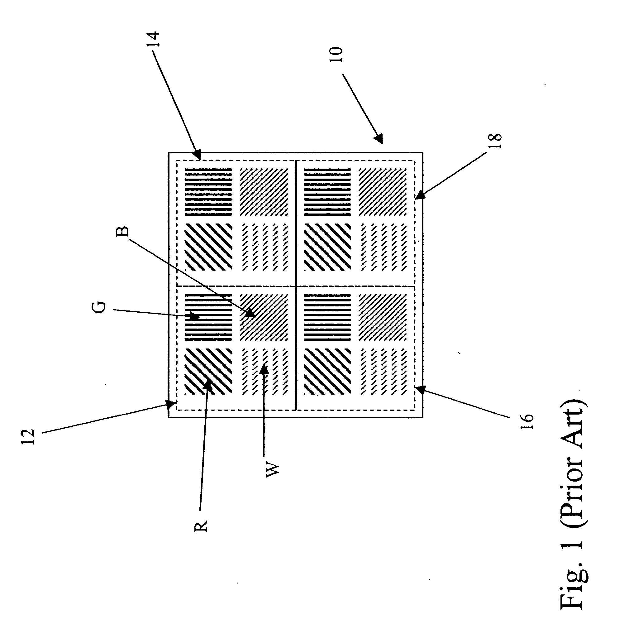 Color display device with enhanced pixel pattern