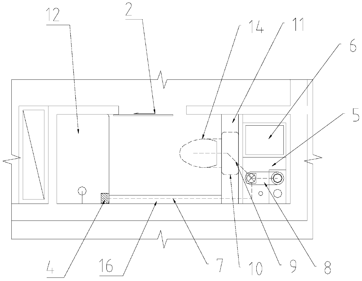 Bathroom achieving same floor drainage without descending floor plate