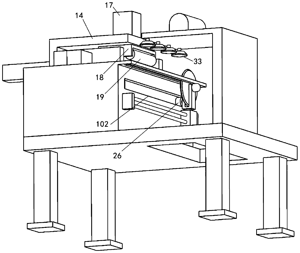 Continuous cut-off device of composite cement board