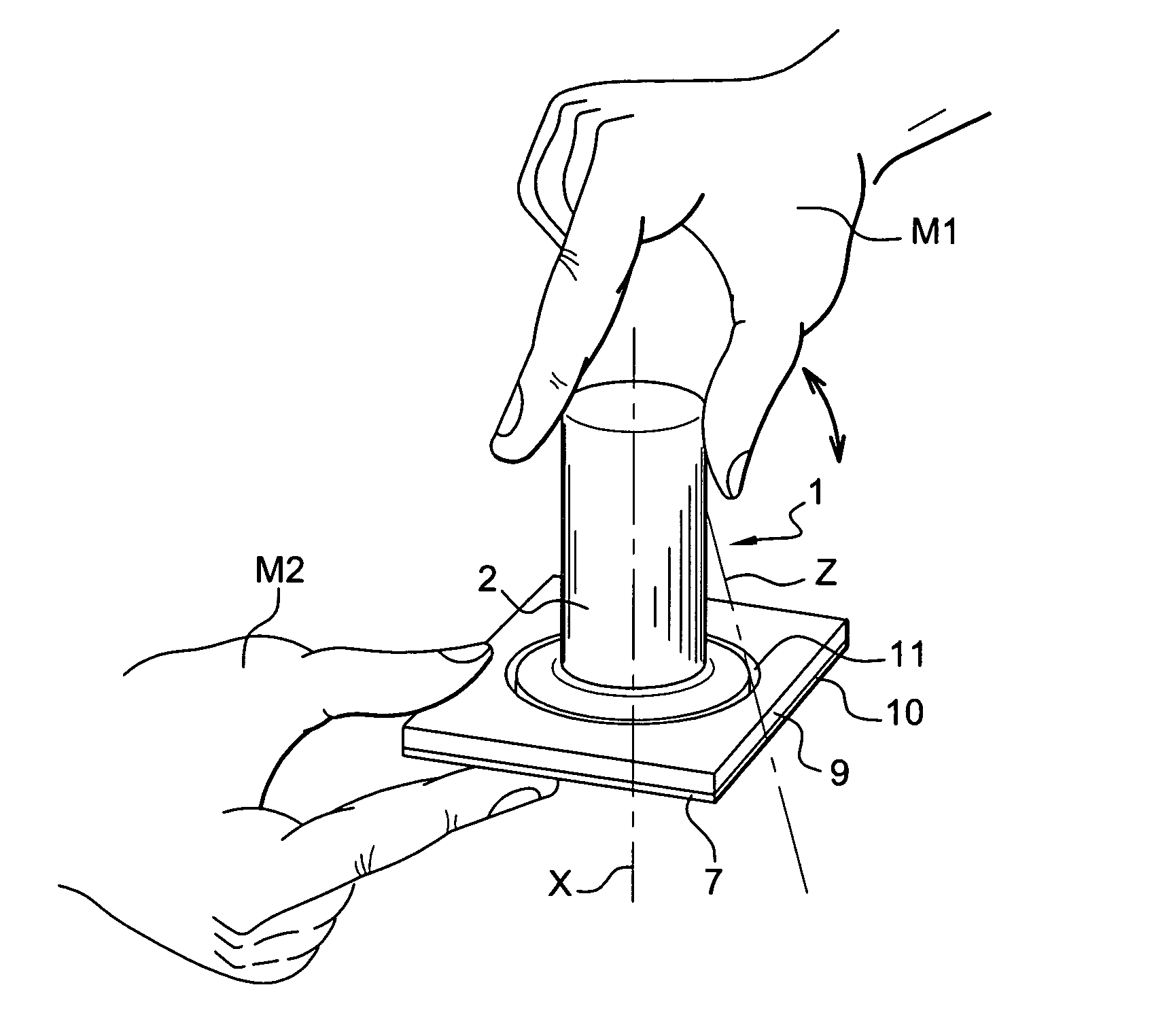 Device for packaging and application of a product