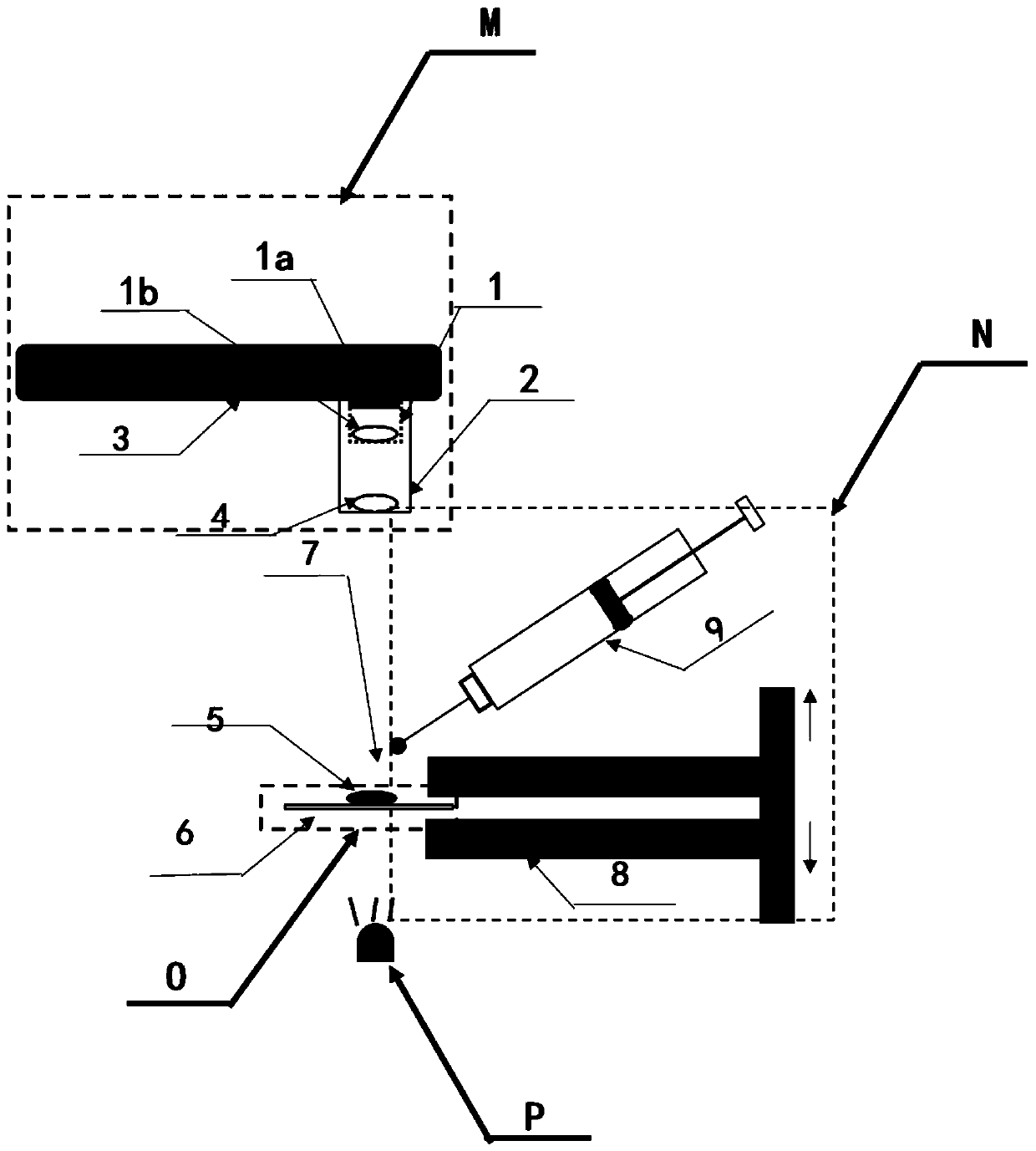 A super-resolution microscopic imaging device and method for a micro-droplet lens