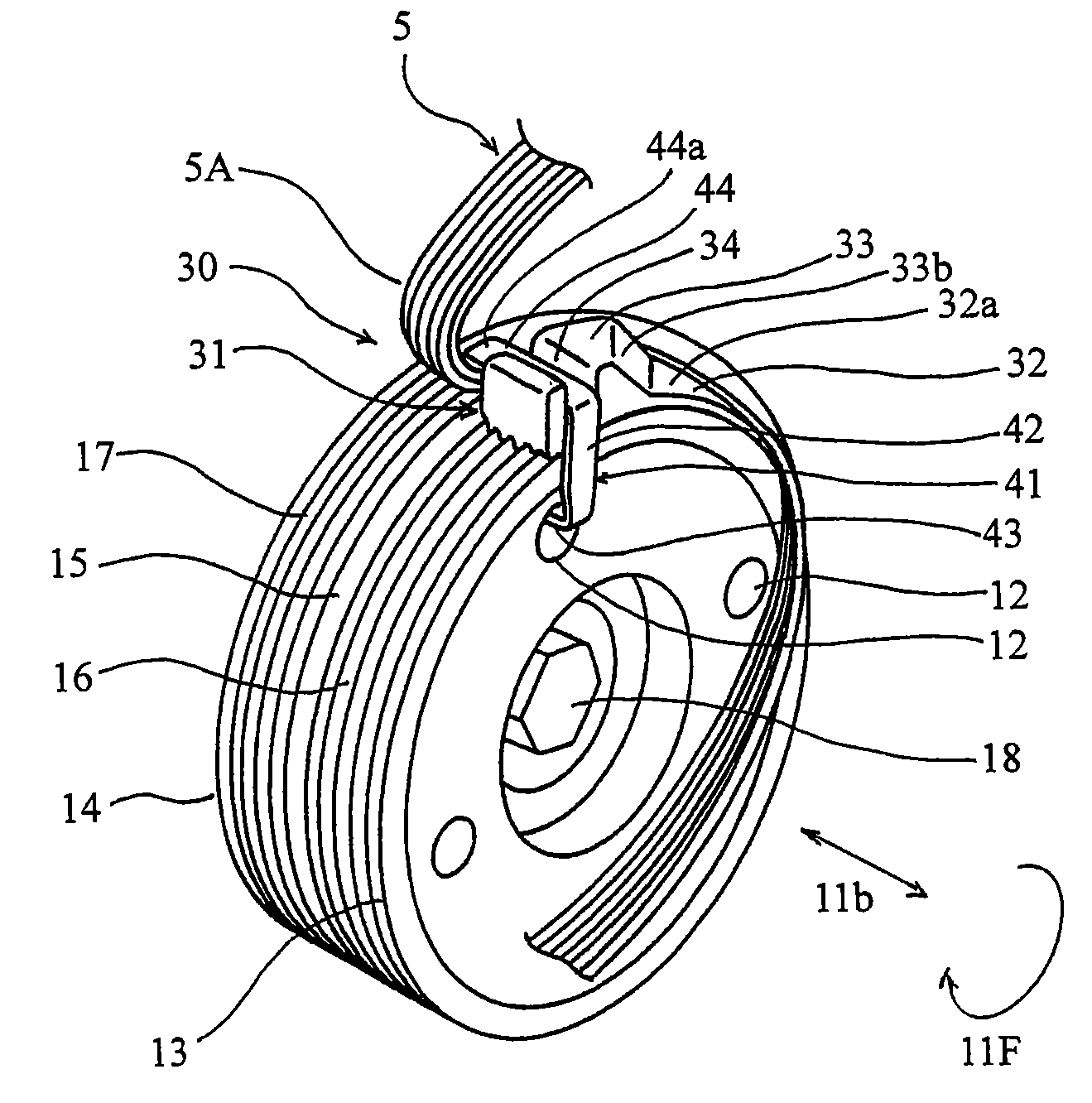 Method and apparatus for mounting and dismounting belts to and from pulleys