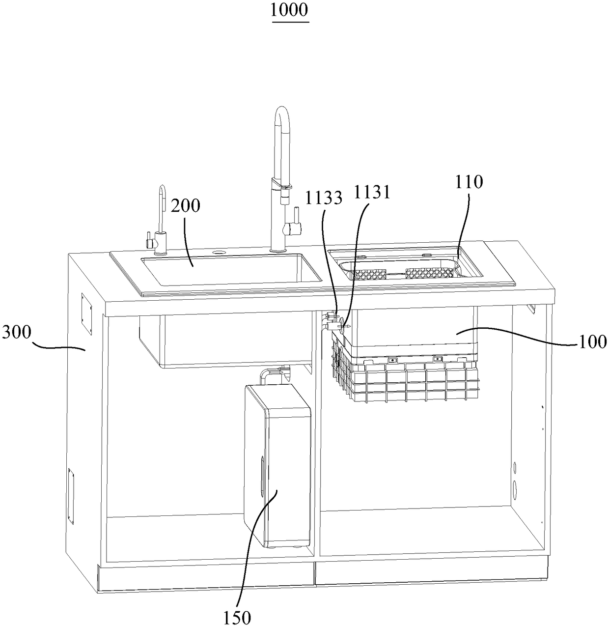 Cleaning device and combined kitchen appliance