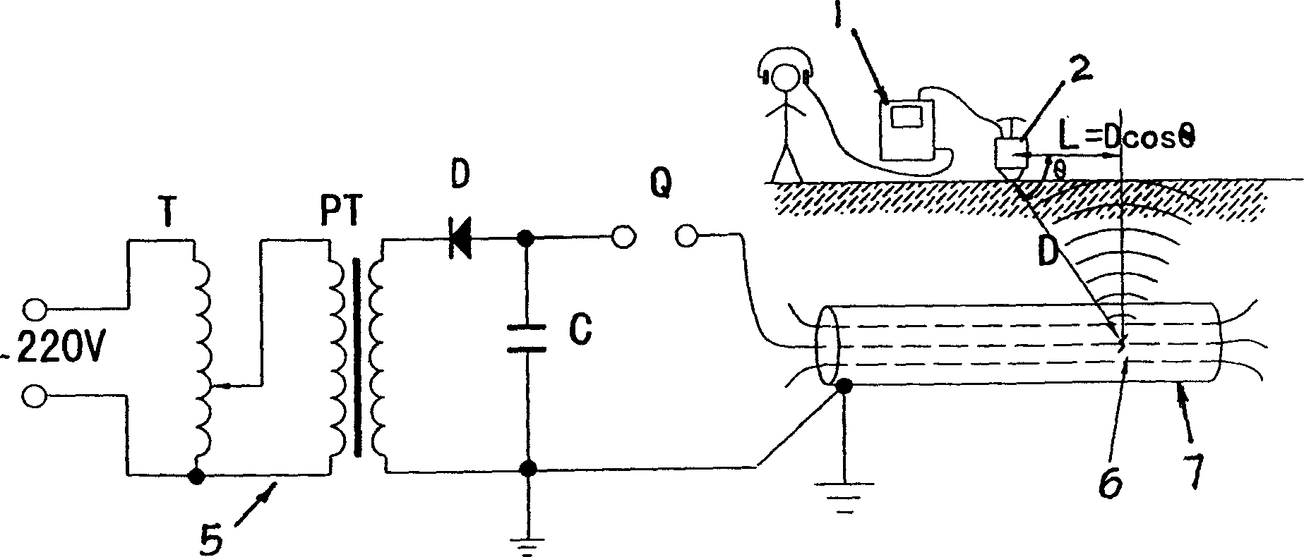 Accurately positioning method and device for underground layered power cable defect position