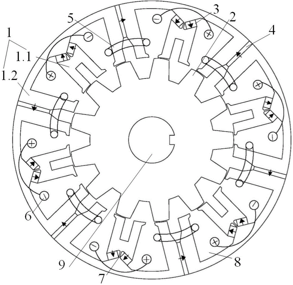 Mixed permanent magnetic pole-alternating and magnetic flux-switching memory motor and winding switching magnetism-weakening control method thereof