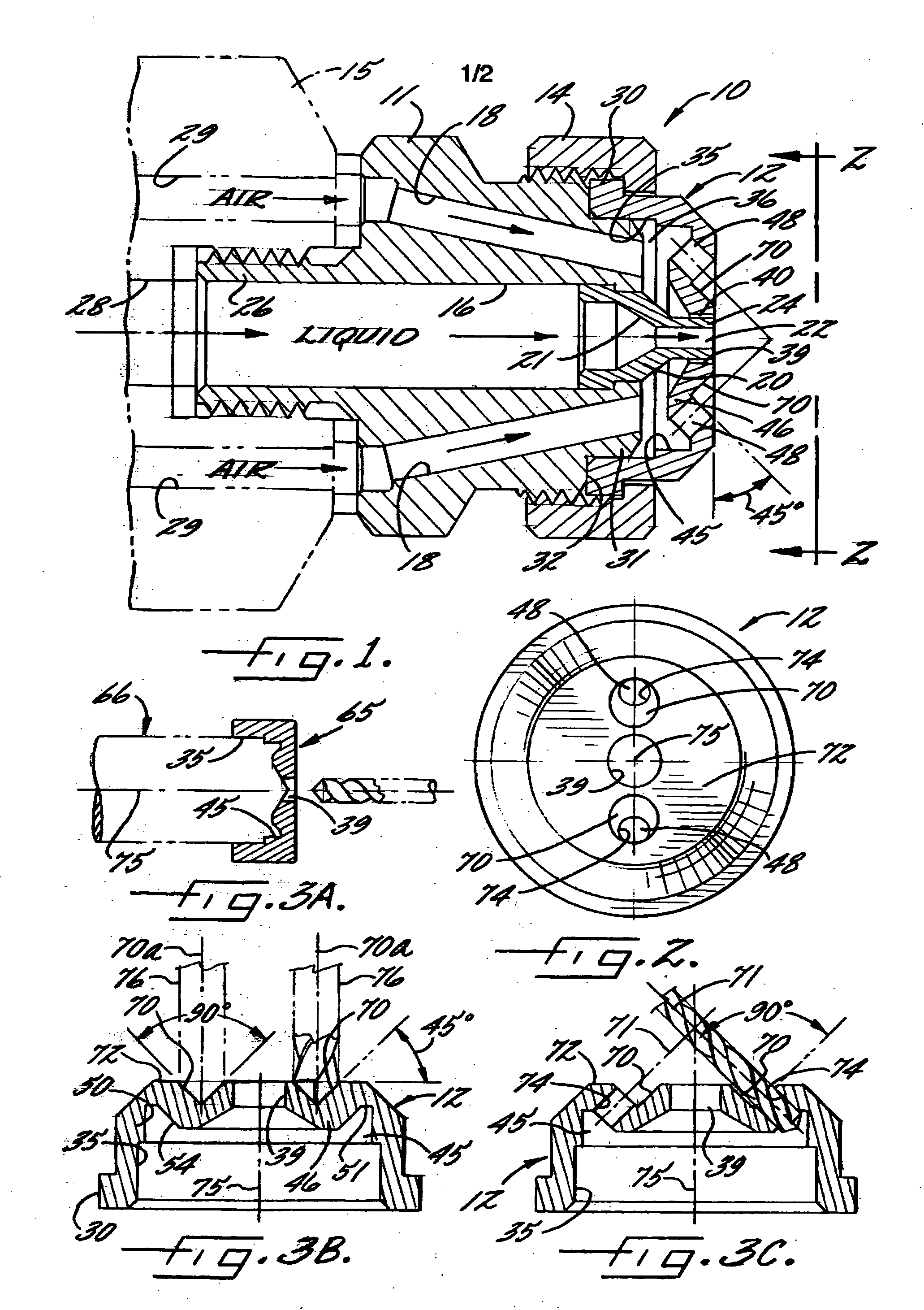 External mix air atomizing spray nozzle assembly