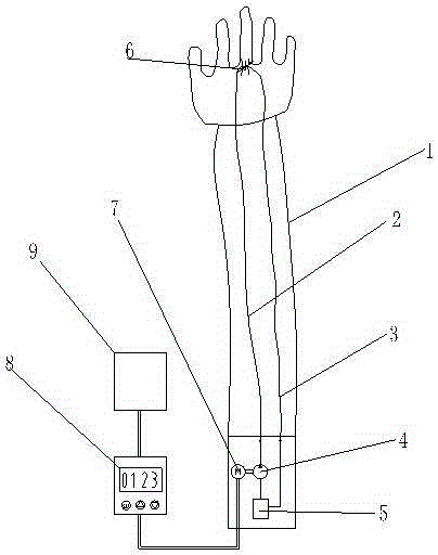 Arteriovenous simulation method and device used for puncture teaching