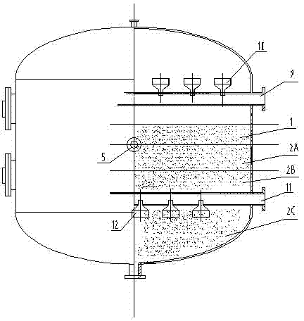 Quartz sand filter and air-water backwashing method thereof