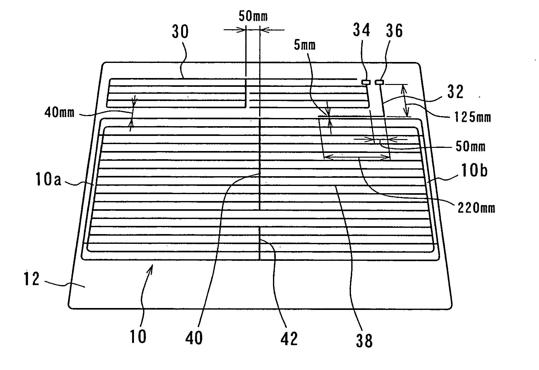 Heating line pattern structure of defogger