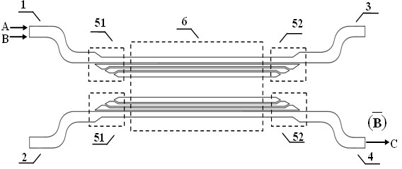 All-optical logic gate device based on nanowire waveguides of multislot silicon substrate