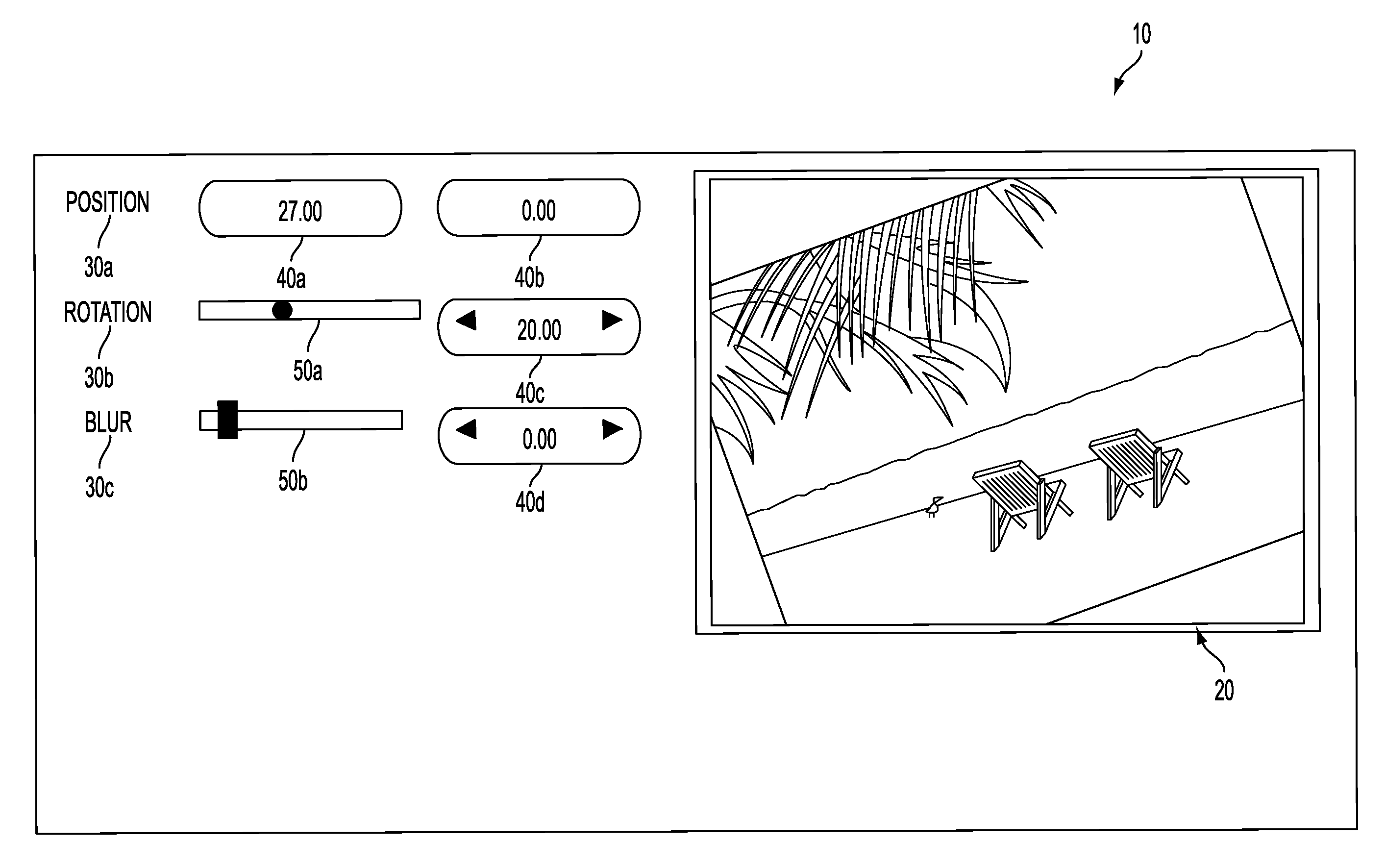 User interface control for changing a parameter