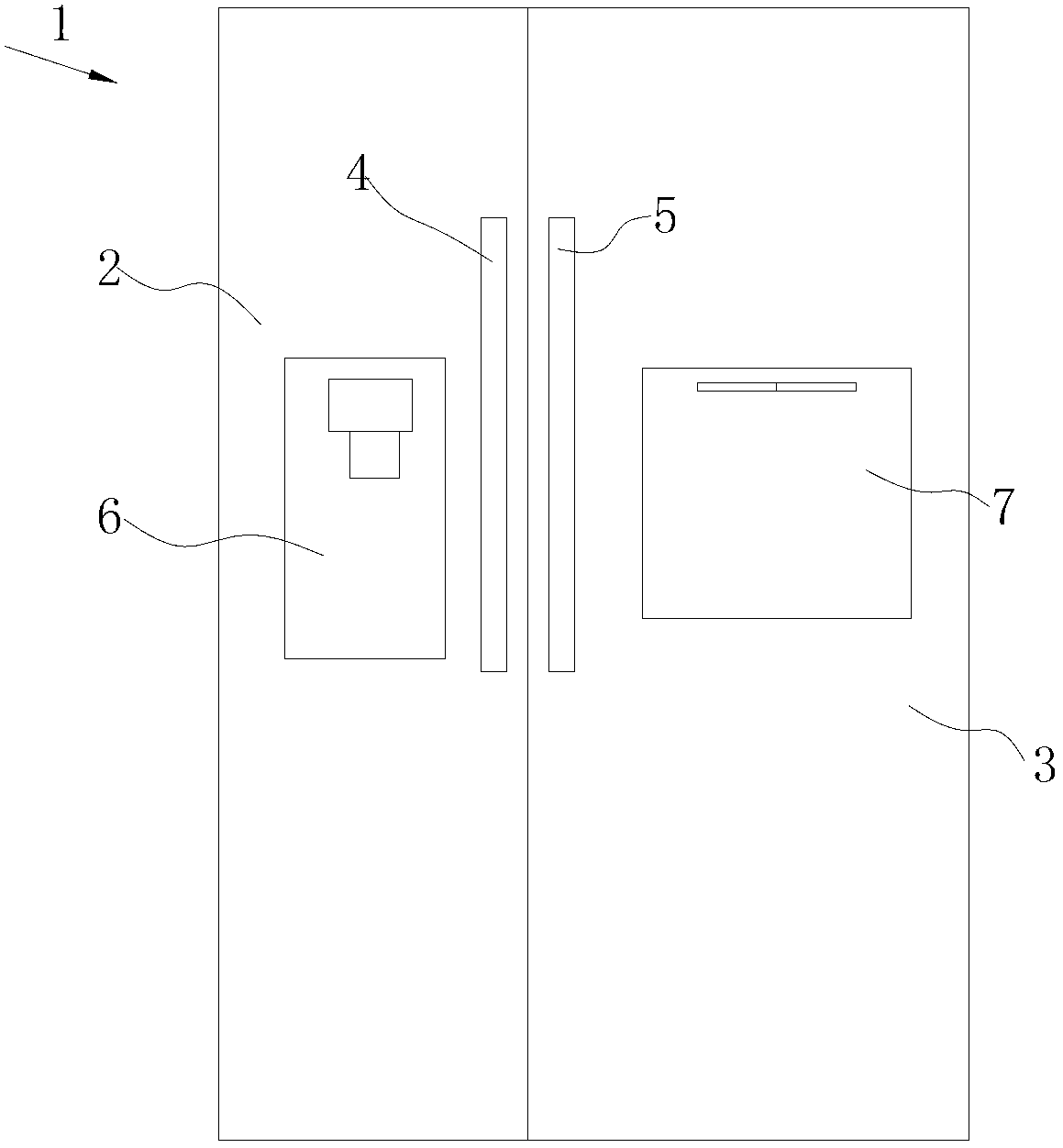 Side-by-side combination refrigerator with refrigerating chamber on upper part and freezing chamber on lower part