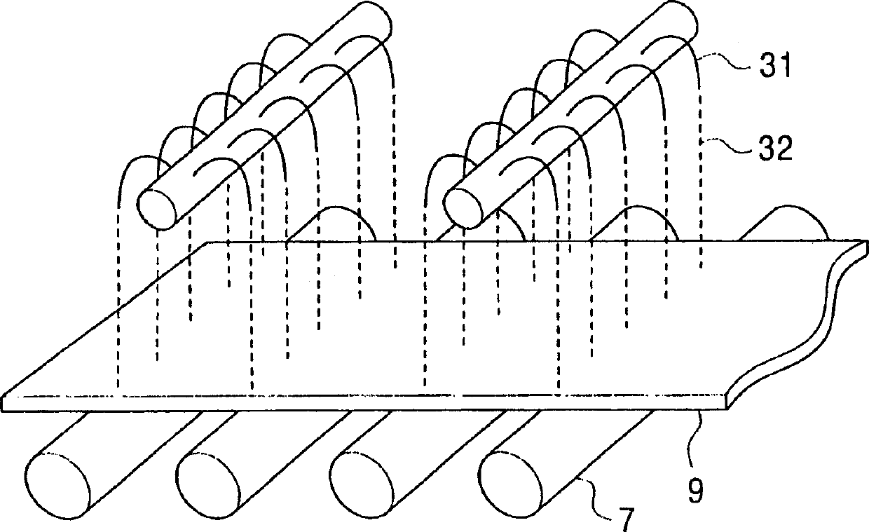 Cooling device, manufacturing method, and manufacturing line for hot rolled steel band