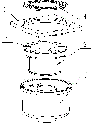 Siphon type large-flow odor-resistant water seal floor drain