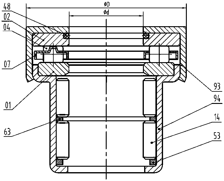 Thrust roller pin combination bearing for automobile steering knuckle