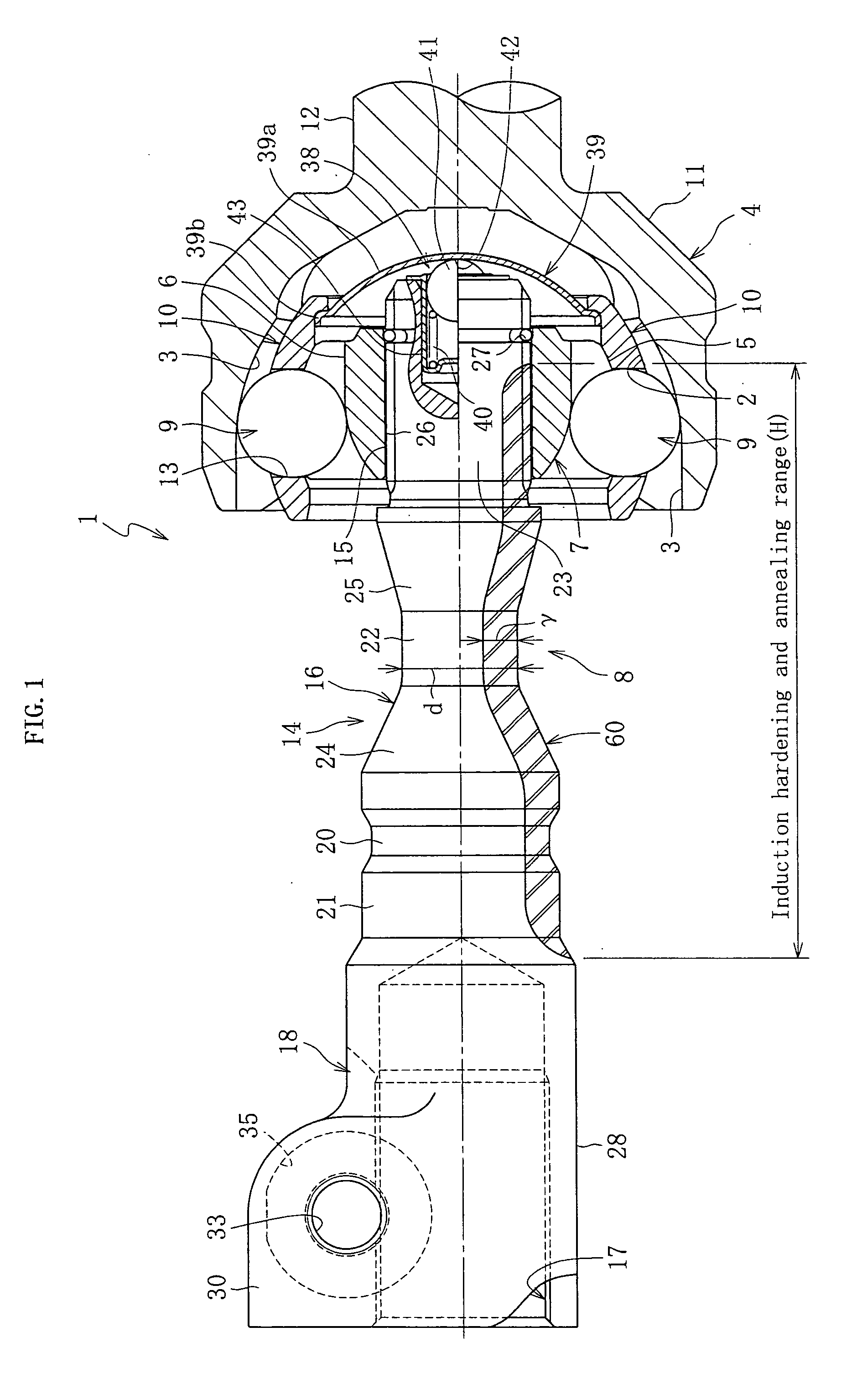 Shaft for constant velocity universal joint