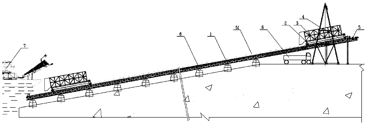 Turnable discharging device for ashore conveying of floating objects on water