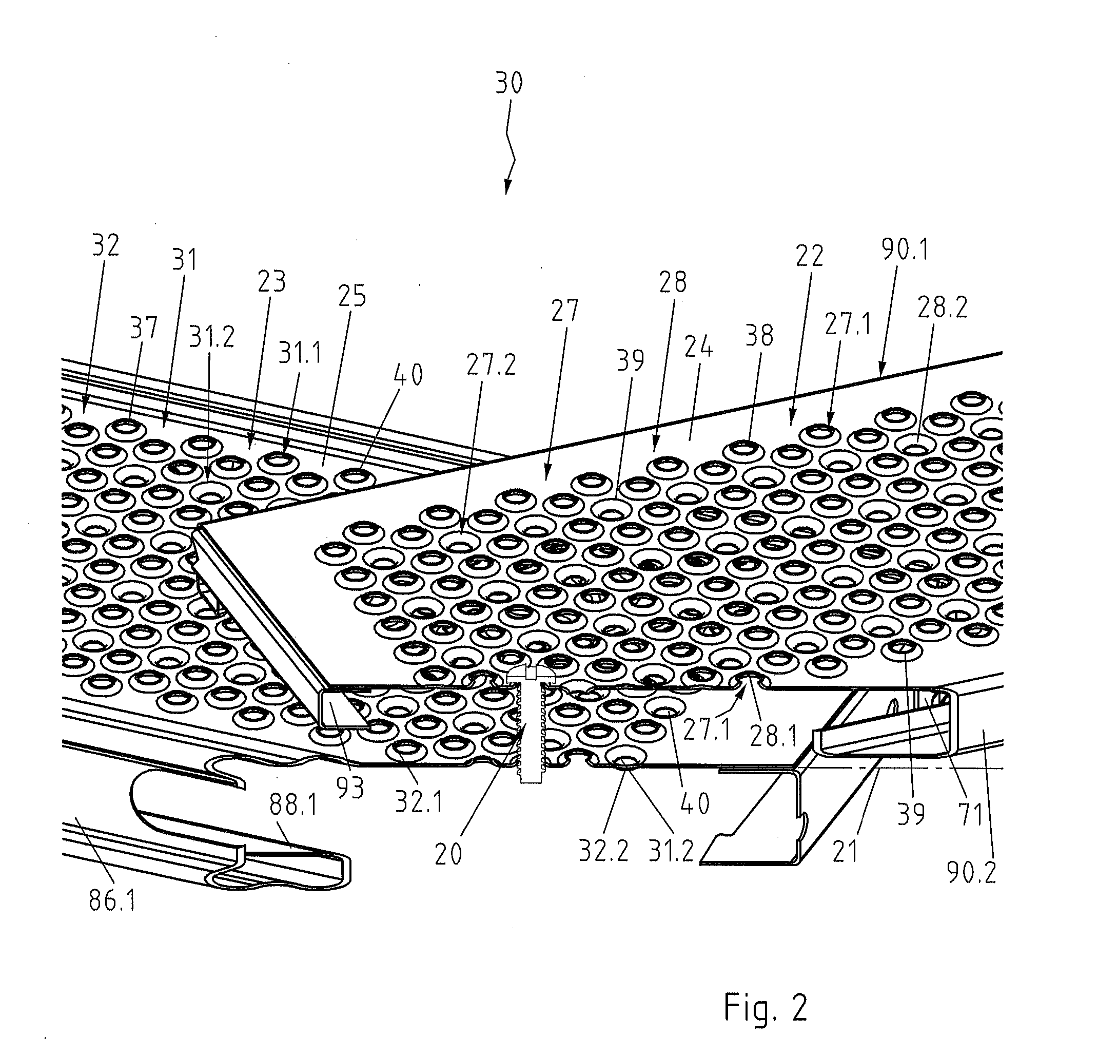 Overlap arrangement of at least two decking planks