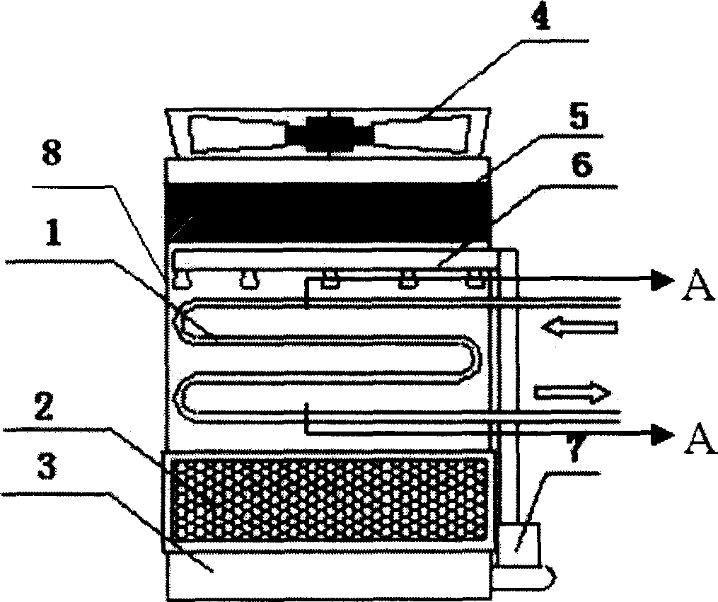 Spring tube evaporation type cold exchange device