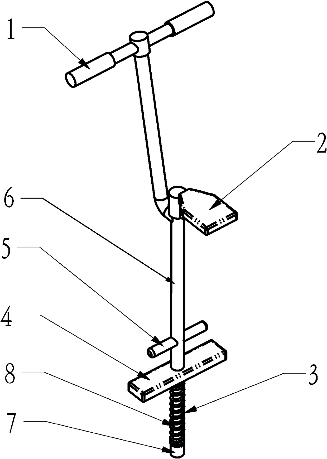 Single leg vaulting horse with pressure spring