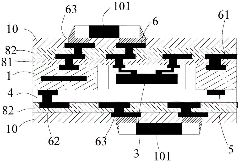 Embedded packaging structure based on semiconductor chip packaging body and packaging method thereof