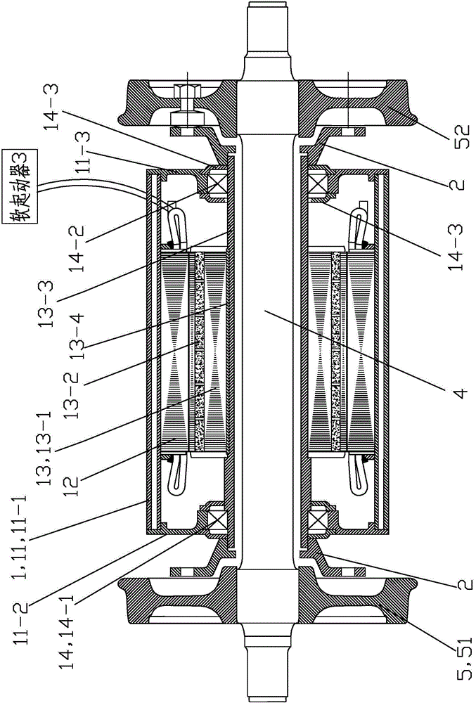 Rail vehicle wheel pair motor direct driving system