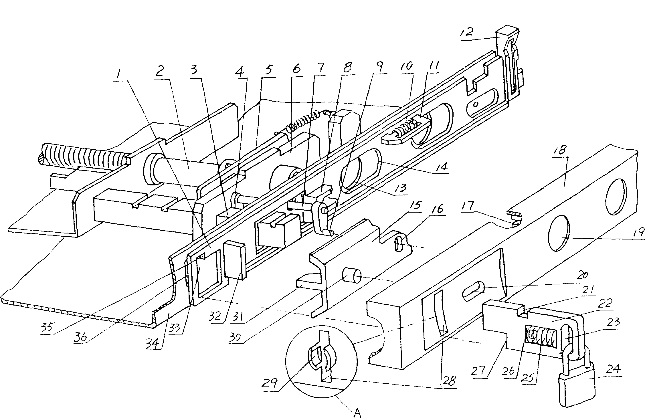 Safety hanging locking device for draw circuit breaker