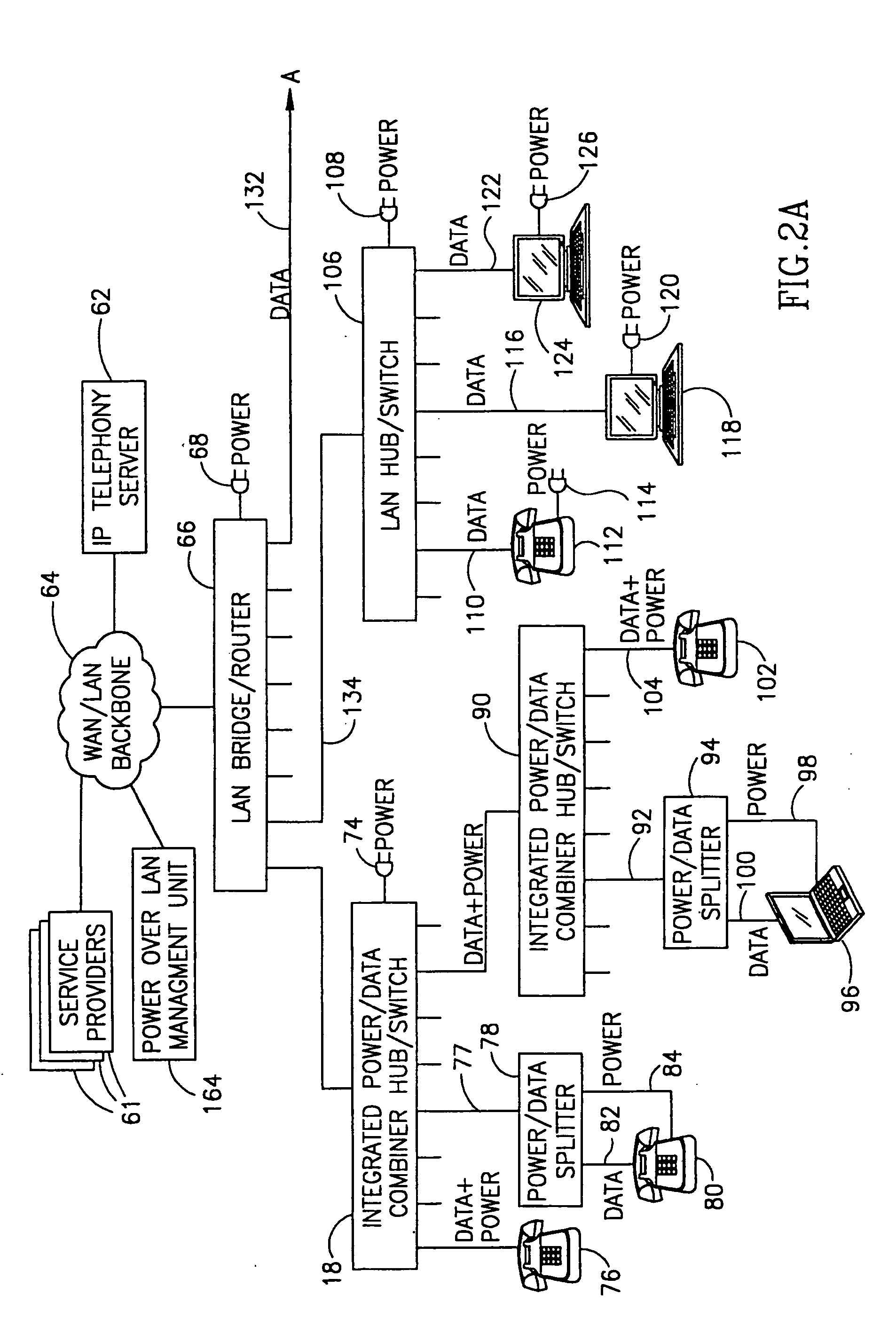 System for powering a switch over data communication cabling infrastructure