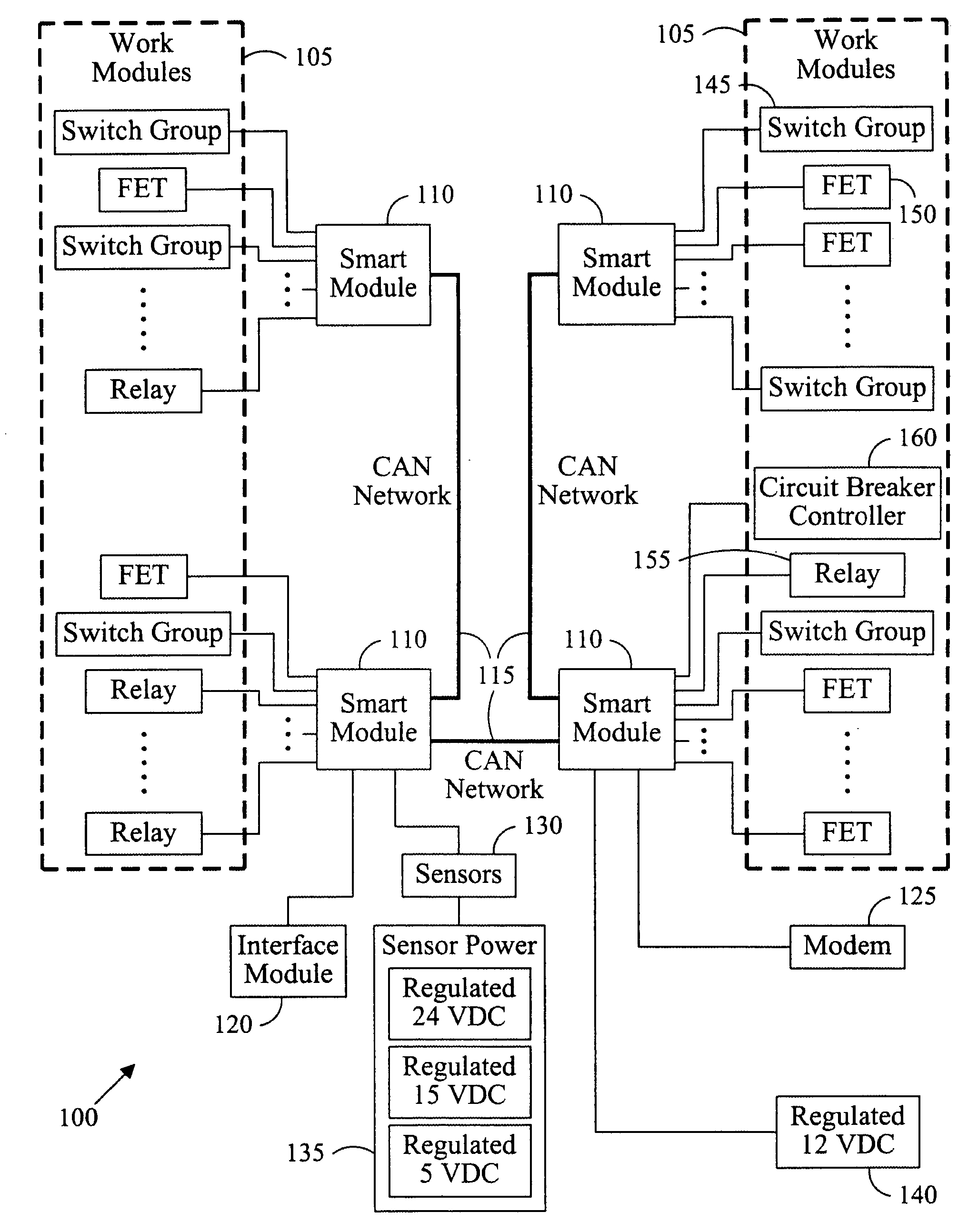 Electrical system for controlling coach resources