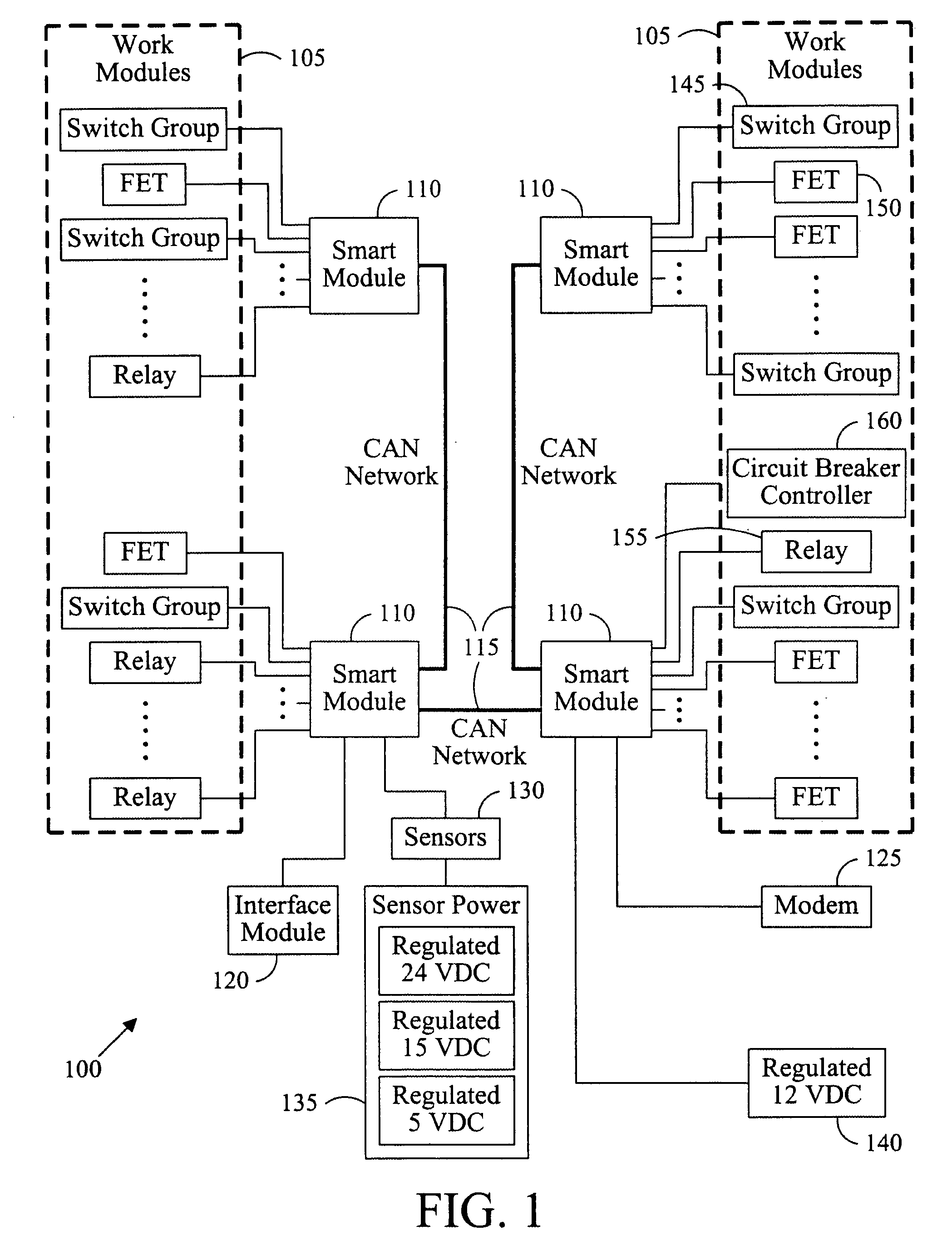 Electrical system for controlling coach resources