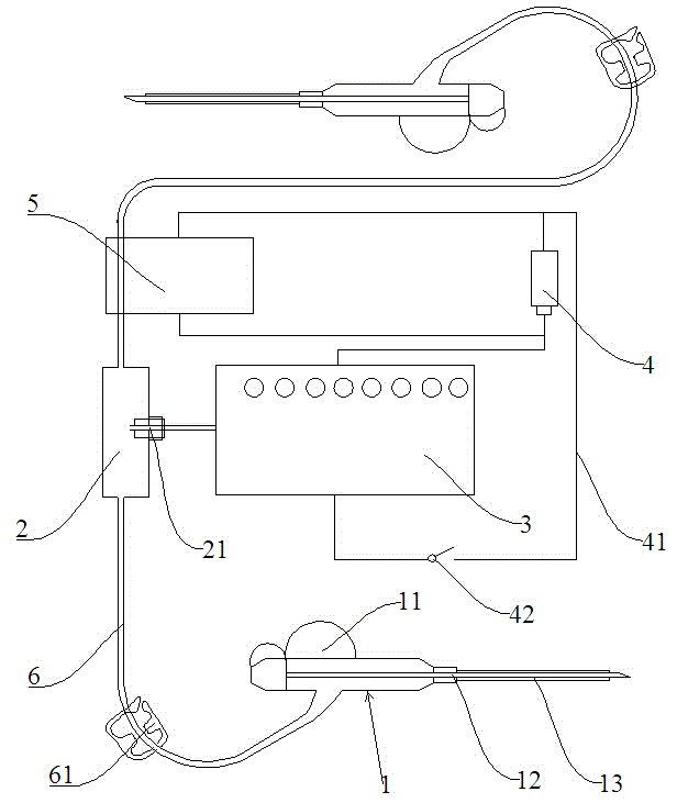 Indwelling needle set for collecting blood or administering drugs in real time