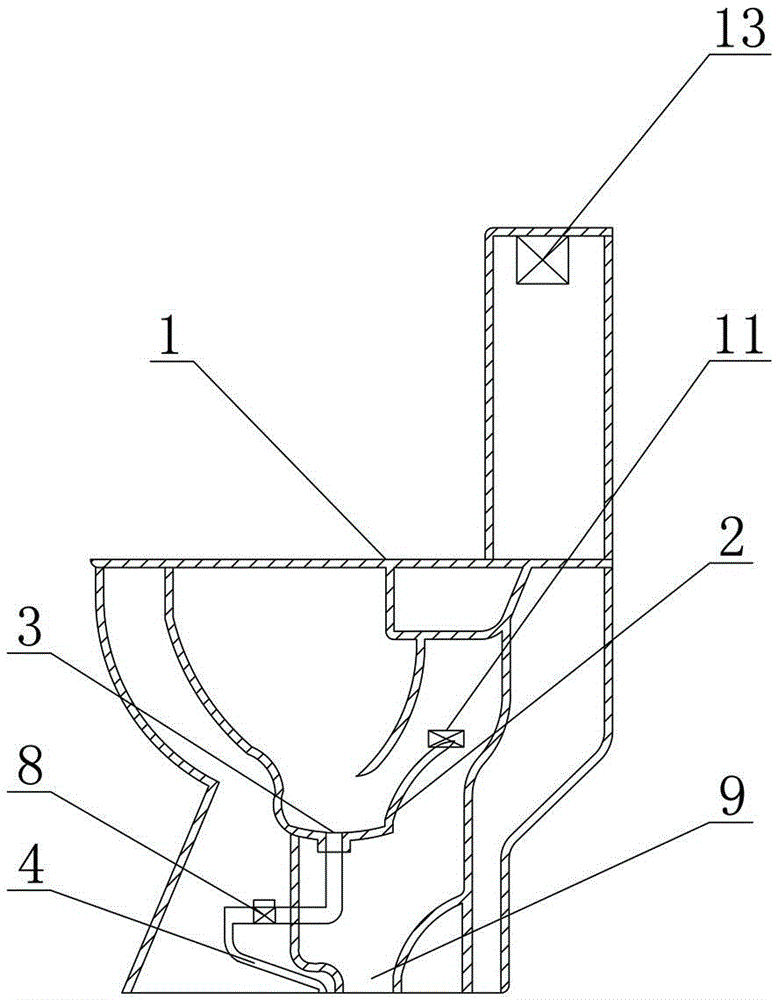 Toilet solid-liquid separation closet pan and toilet drainage system