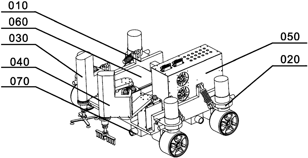 Double-armed floor tile laying robot system having all-round moving function