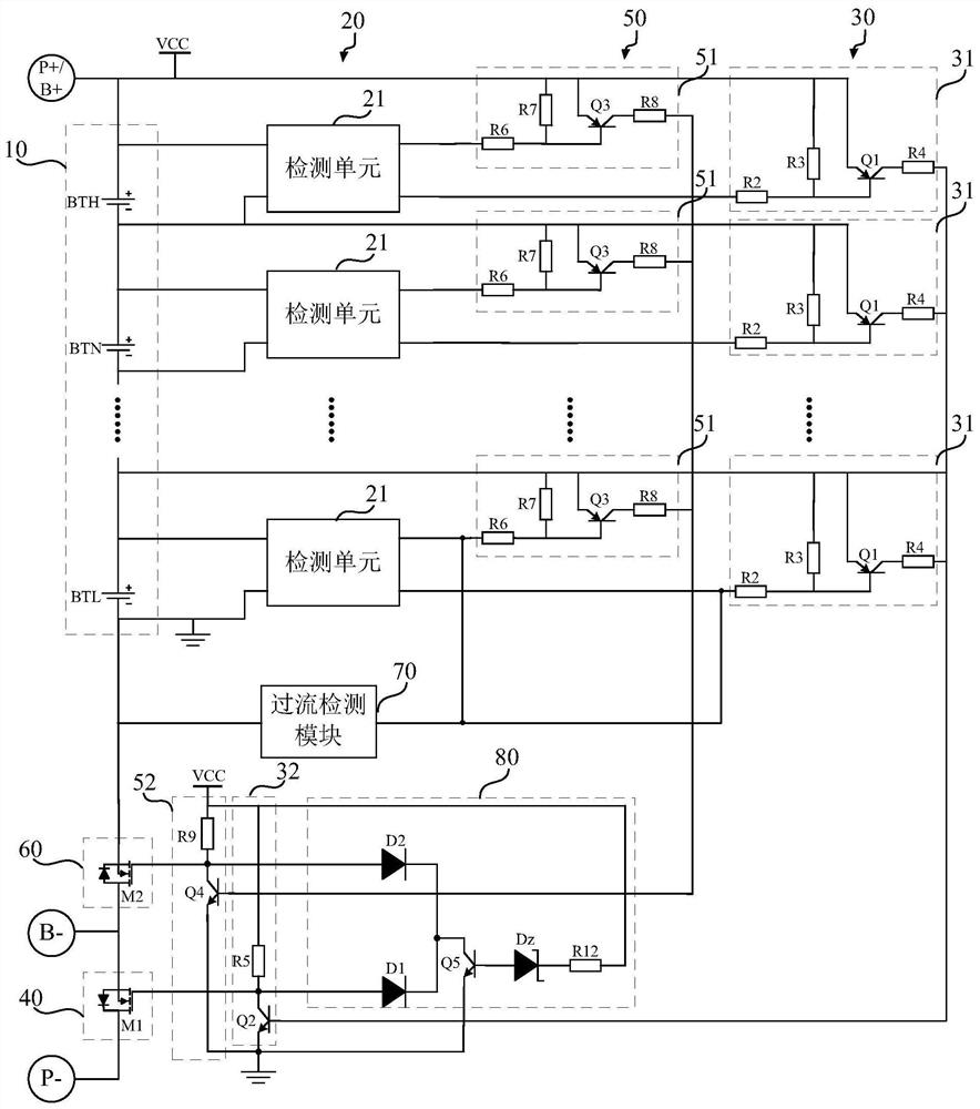 A single-cell series lithium battery protection circuit