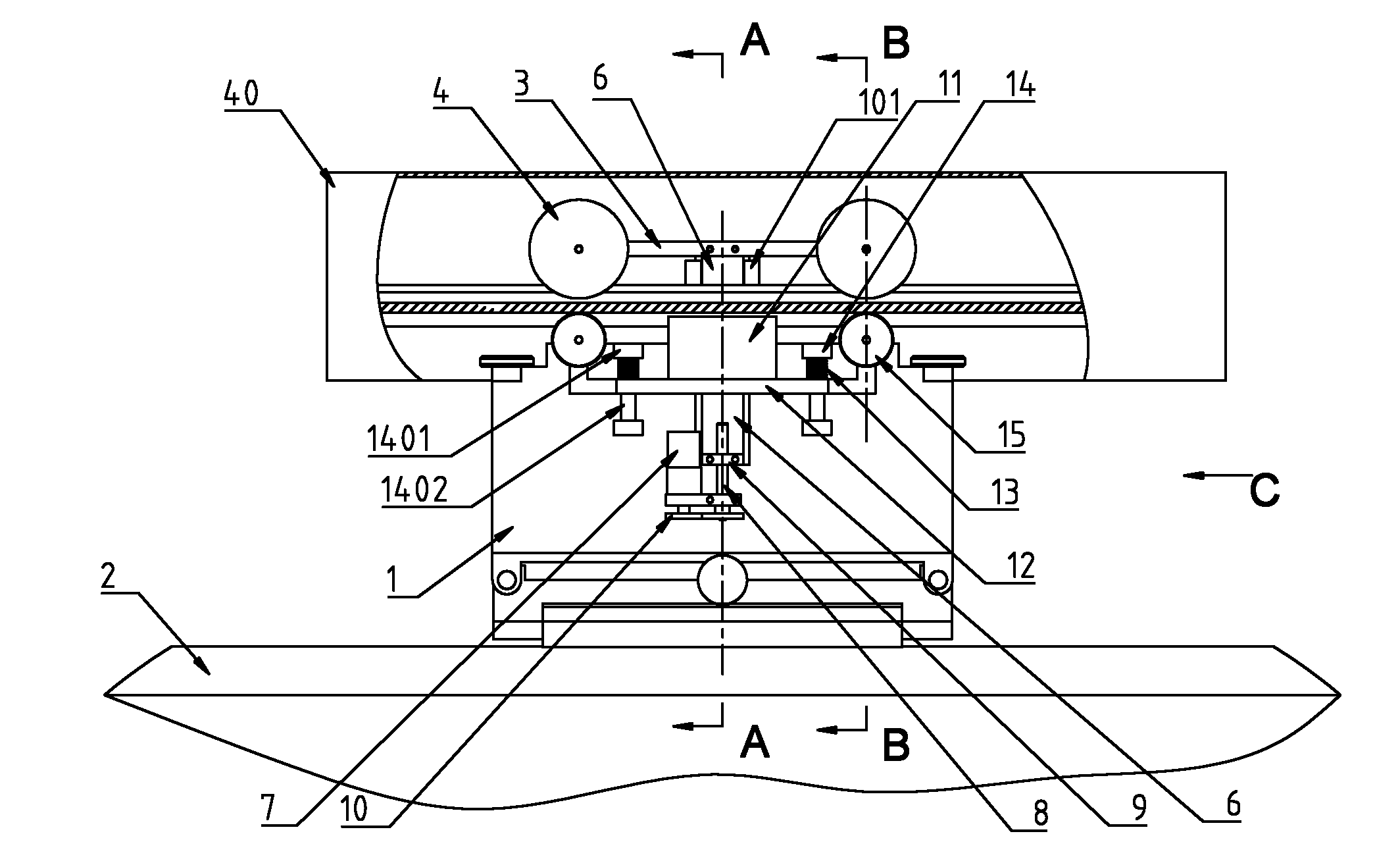 Suspension type monorail trolley and suspension type monorail traffic system