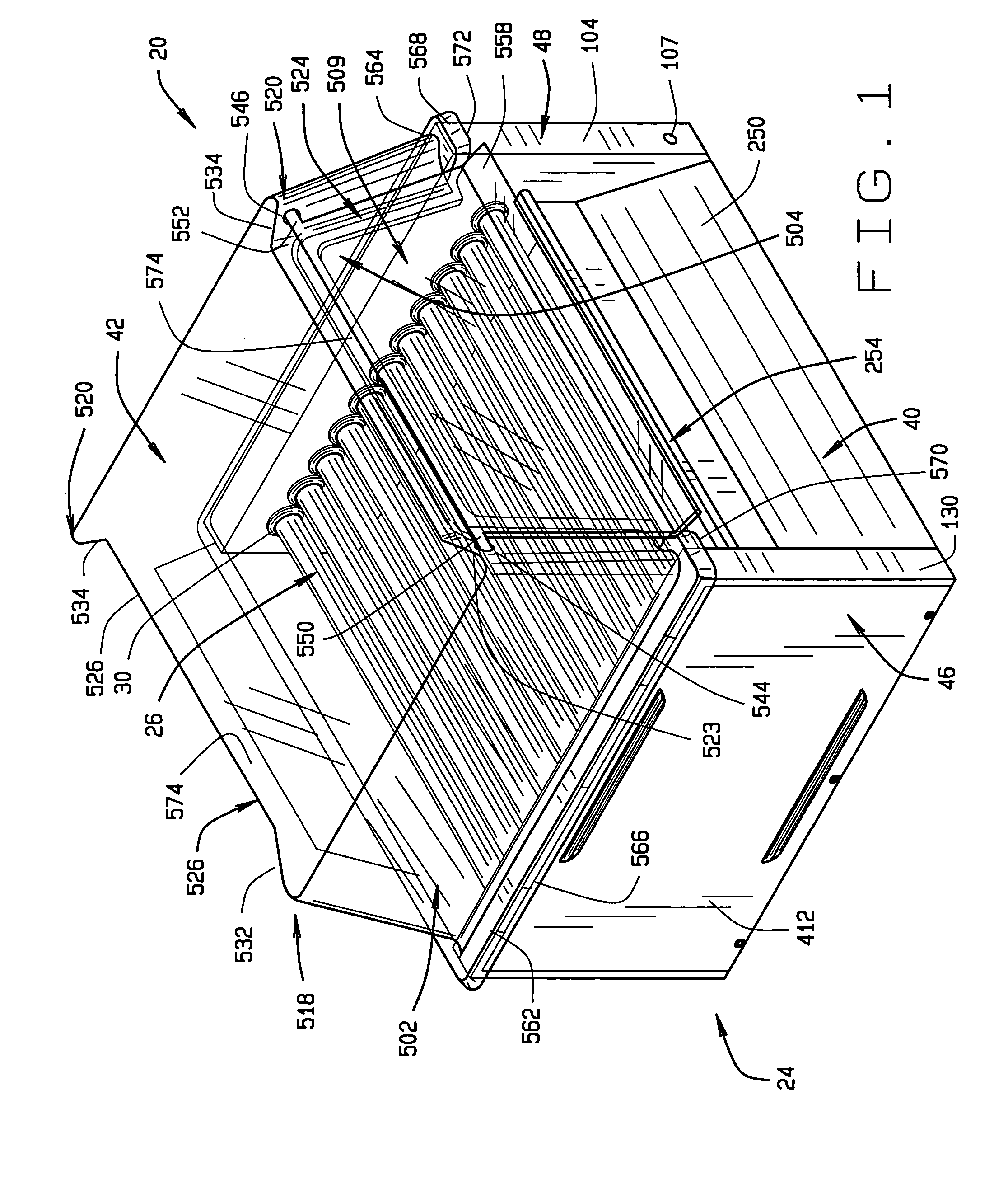 Roller grill assembly for cooking human food