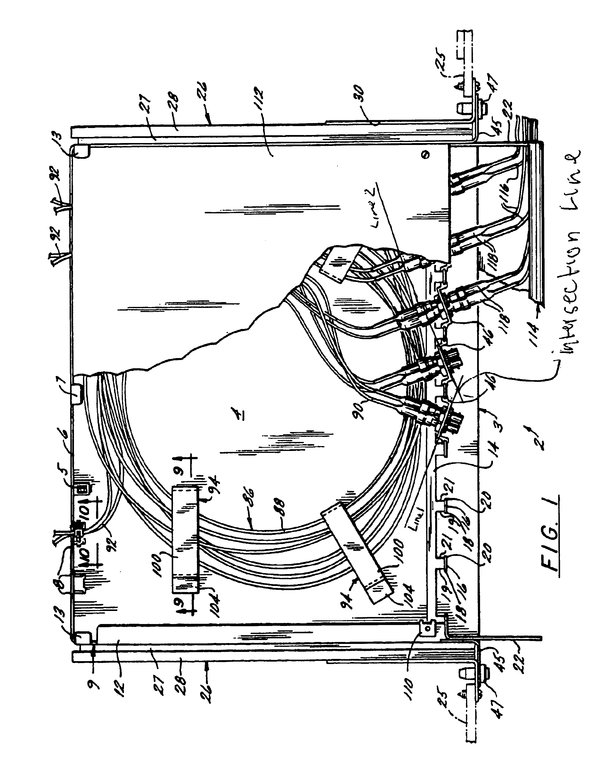 Telecommunications patch panel with angled connector modules