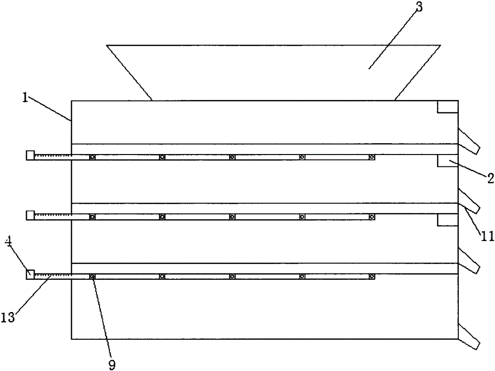 Length-adjustable type screening device of granulator