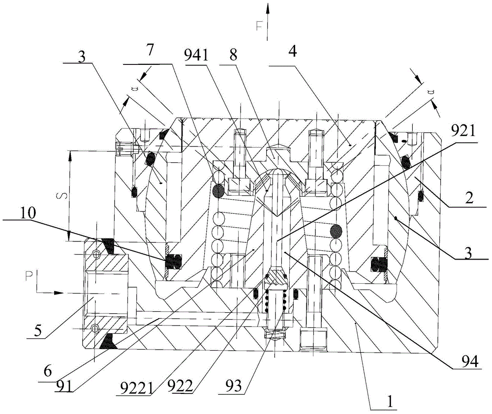 A travel control universal strain angle hydraulic cylinder